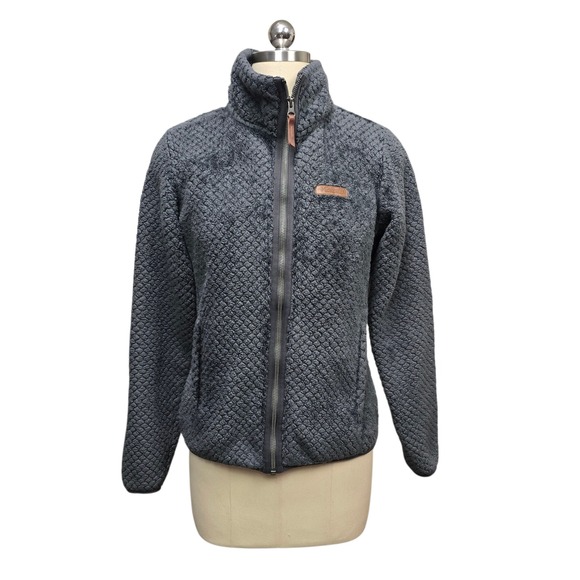 Columbia Jackets & Blazers - Columbia Fireside Gray Textured Sherpa Fleece Full Zip Jacket Women's Size Small